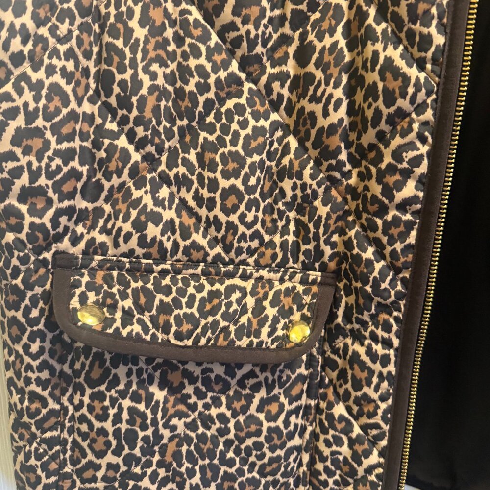 XL Women's J Crew Factory Quilted Excursion Vest Leopard Print - Picture 4 of 4